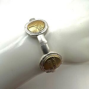 Grounded In Faith gold and silver tone tree circle stretchy bracelet